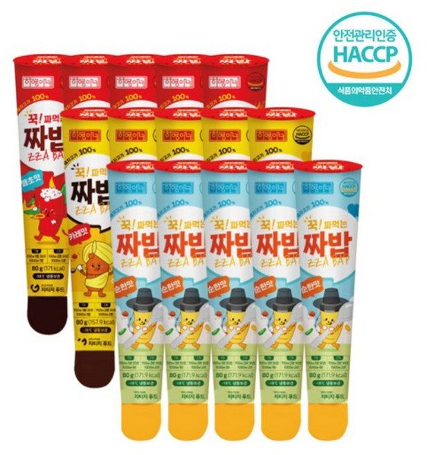 하영이네 짜먹는 주먹밥 짜밥 떡갈비맛 5개+카레맛 5개+매운맛 5개, 80g