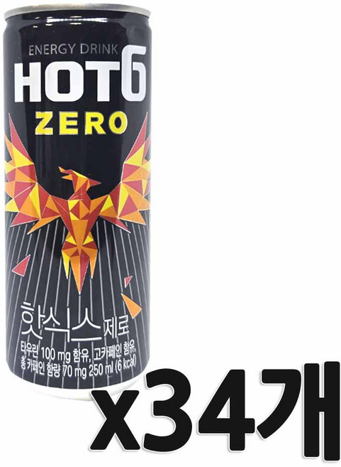 핫식스 제로 탄산음료, 250ml, 34개