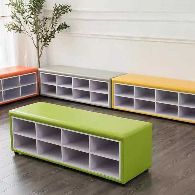 수납 의자 어린이집 스툴 현관 벤치 소파 신발 수납형, 120x40x40 그래스그린 8 칸