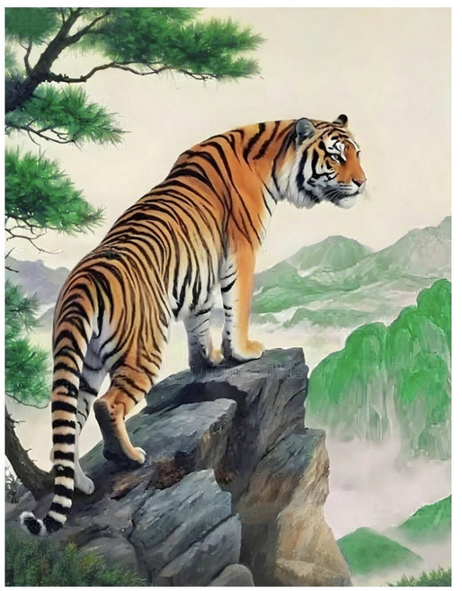 호우맘 액자 캔버스형 보석십자수 DIY 키트 40 x 50 cm, 1개, HM-137 호랑이