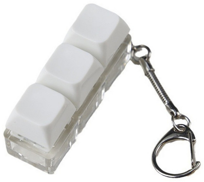 LED 키캡 키링 열쇠고리 RGB 청축 딸깍이 스위치 가방 차키 키링, 1개, 화이트 3구
