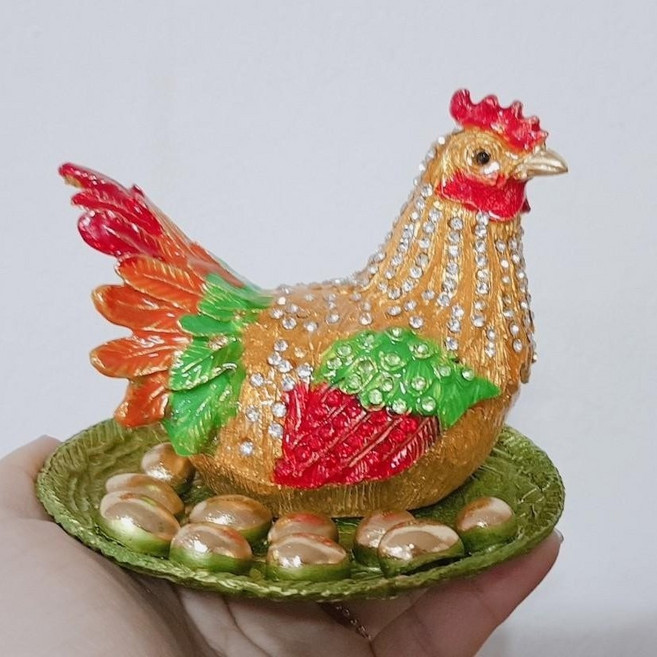 이현아트 풍수인테리어 소품 재물운 황금 알 닭 보석함