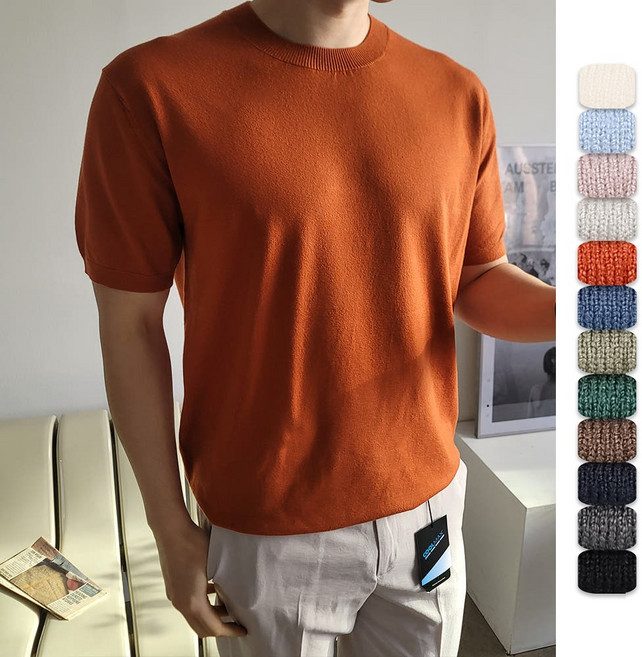 동사남 남자 남성 모던 베이직 라운드넥 반팔 니트 12컬러 D014