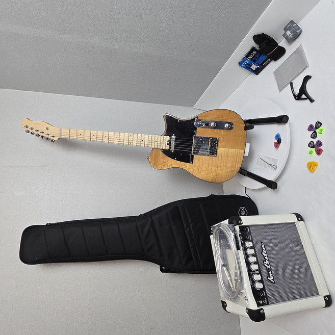 텔레 캐스터 입문용 일렉기타 15와트 앰프 풀 패키지 입문 헥스 T200 기타 네추럴 유광, T200 기타 네추럴 15앰프 패키지, 1개