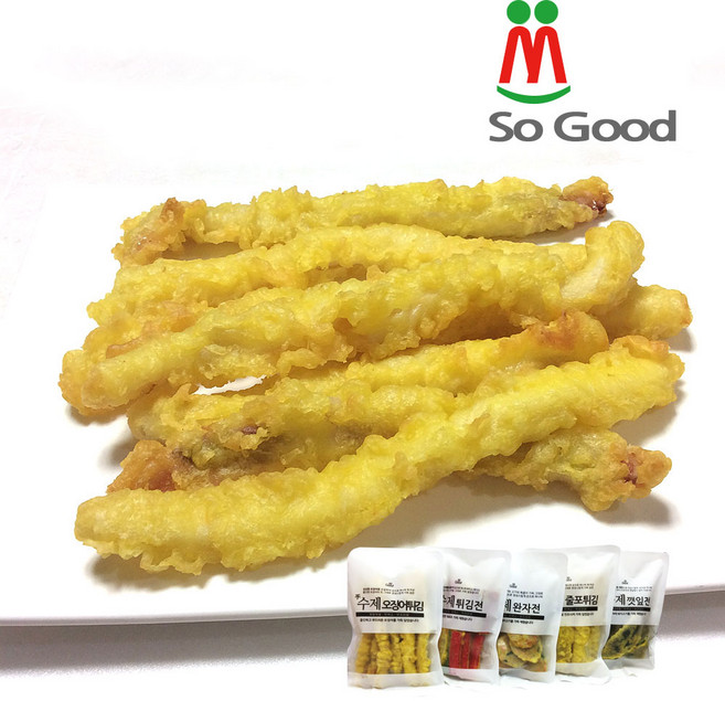 쏘굿 겉바속촉 튀김간식5종(오징어튀김300g 고구마튀김300g 고추튀김300g 깻잎전250g 완자전 250g), 1.4kg, 1개