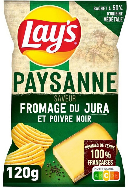 프랑스 레이즈 Lay's Cheese Flavour 페이산느 쥐라 치즈 칩스 감자칩, 4개, 120g