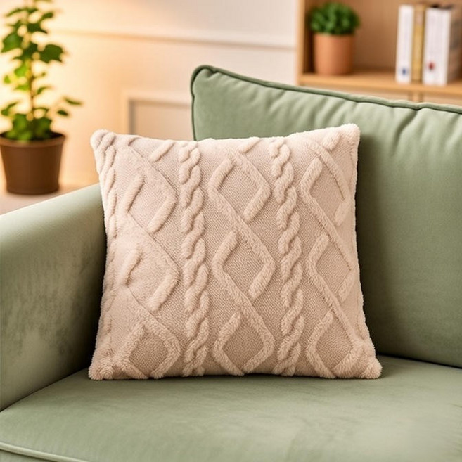 리코아 엔티크 꽈배기 패턴 쿠션커버 2개