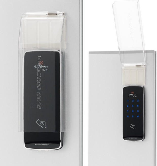 유리문 샷시문 디지털도어락 번호키 레인커버 방수커버