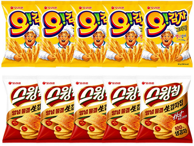 오감자(그라탕)30g + 스윙칩(볶음고추장)30g, 10개, 30g
