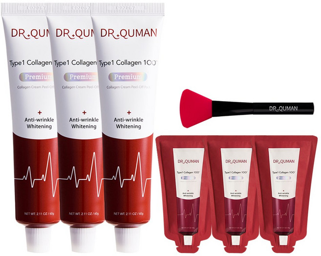 닥터큐먼 프리미엄 TYPE1 콜라겐 크림팩, 210g, 1개, 6종 세트 (본품 60g 3개+10g 3개+스파출러)