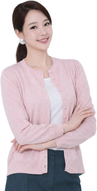 산다미로 간절기 베이직 라운드 부드러운 긴팔 니트 가디건 빅사이즈