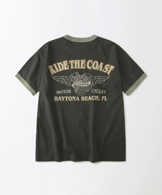 아웃스탠딩MOT SERIES TEE(RIDE THE COAST)KHAKI GRAY