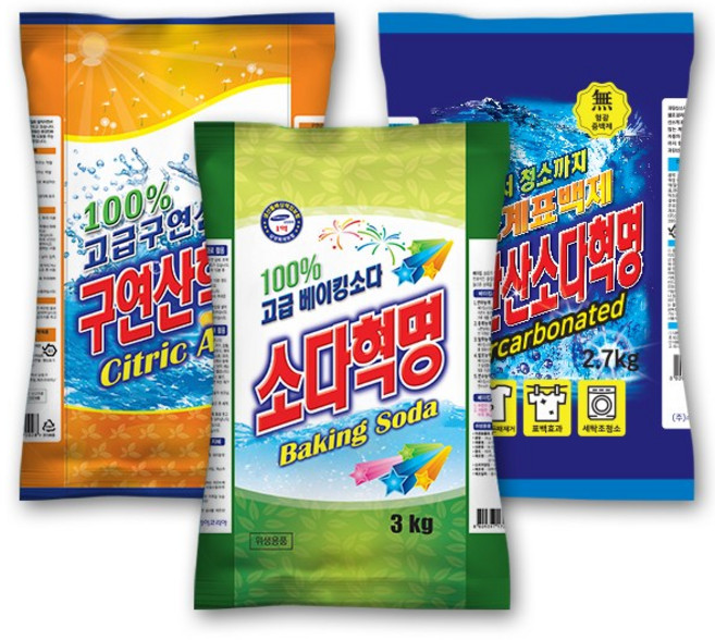 [3종]소다혁명3kg+과탄산혁명2.7kg+구연산혁명2.5kg 세트, 500g, 1세트