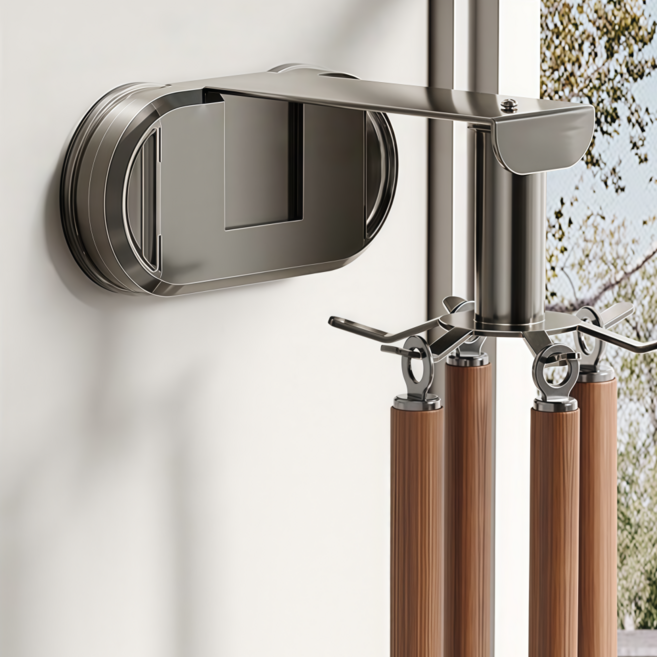 조리도구걸이 무타공 강력 흡착식 360도 회전 8구 주방걸이, 1개, 블랙