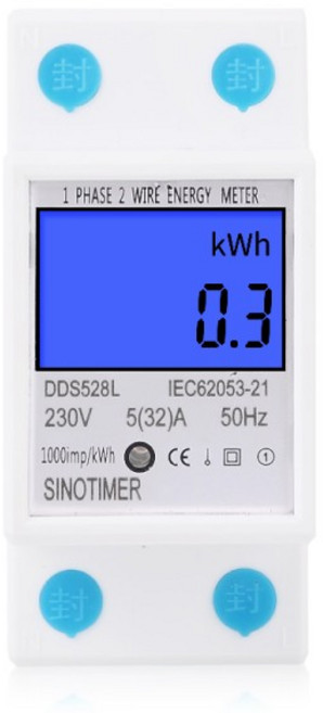 백라이트 단상 2선 LCD 디지털 디스플레이 전력계 전력 소비 에너지 미터 kWh AC 230V 50Hz 110V 60Hz Din, 01 120V 60Hz, 1개
