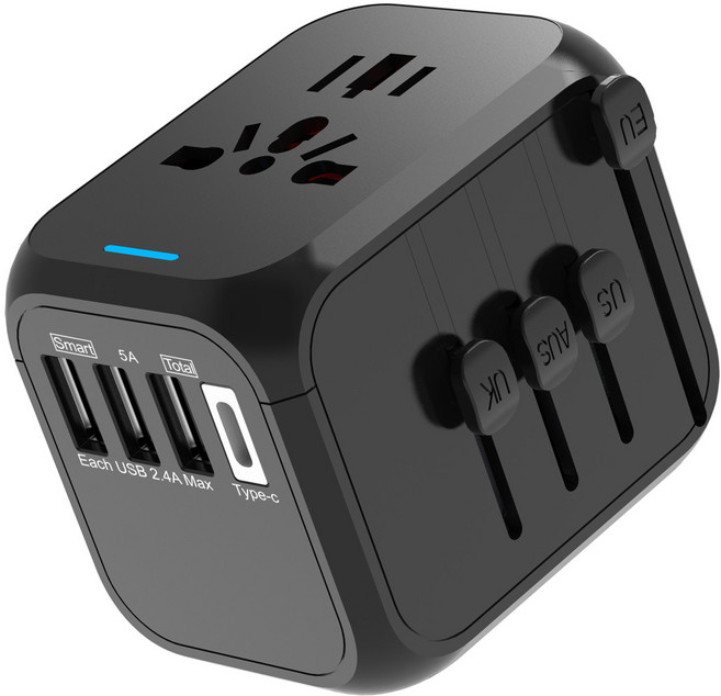 바이미니멀 고속 멀티 어댑터 여행용 해외 돼지코 여행 USB 4포트, 1개