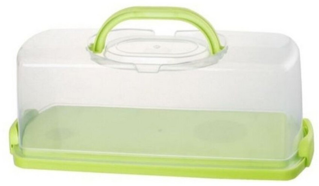 長條形蛋糕盒 手提蛋糕捲盒 附蓋防塵保鮮盒, 1個, 綠色