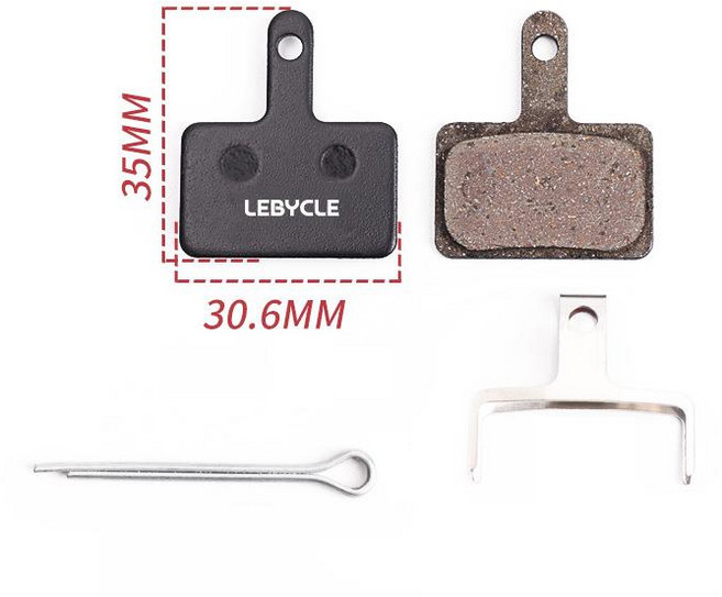 Lebycle 시마노 데오레 디스크 브레이크 패드 (B01S B03S B05S 호환), 세미 메탈 (검정색), 1개