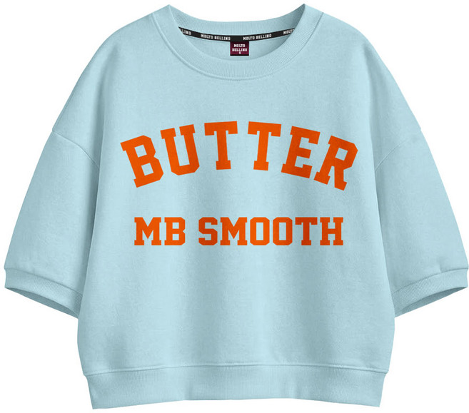 몰토벨리노 SF 버터MB스무스 오버핏 세미크롭 반팔 맨투맨 티셔츠