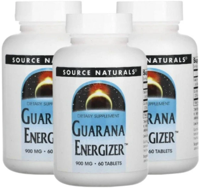 소스네츄럴스 과라나 에너자이저 900mg 60 정, 3팩, 60정 - 쿠팡