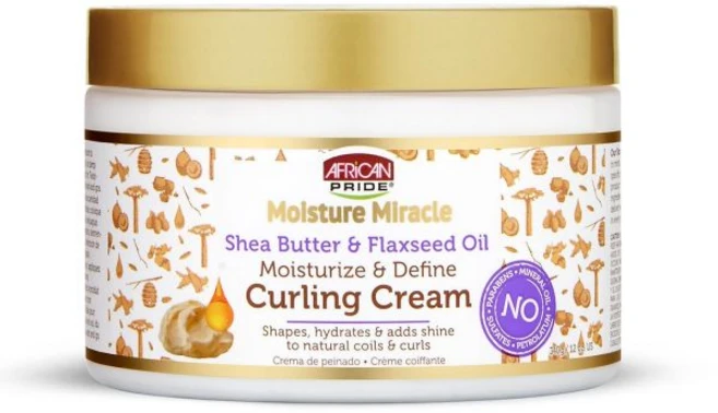 African Pride 아프리카 프라이드 모이스처 미라클 시어버터 아마씨 오일 모이스처라이즈 앤드 디파인 컬링 크림 12온스 340g 케어, African Pride 아프리카 프라이드 모이스처 미, 1개 - 쿠팡