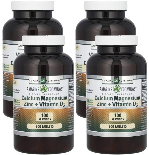 어메이징 뉴트리션 어메이징 포뮬러 칼슘 마그네슘 아연 + 비타민 D3, 300정, 4개 - 쿠팡