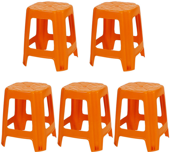 지오리빙 플라스틱 사각의자 5p, 오렌지