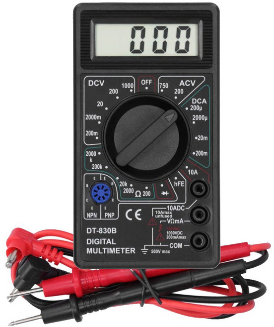 랩앤툴스 휴대용 디지털 멀티테스터기 DT-830B 블랙, 1개