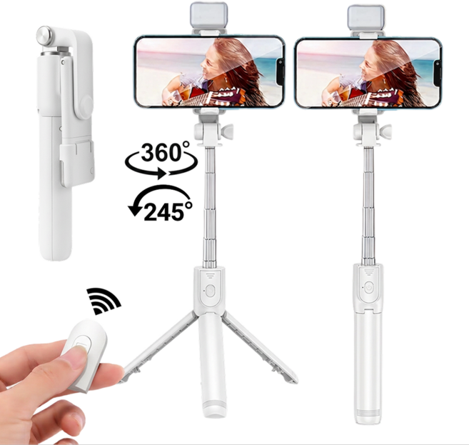 아노이 올인원샷 MAX 3.0 LED 삼각대 셀카봉, 퓨어 화이트, 1개, RG-BTS100