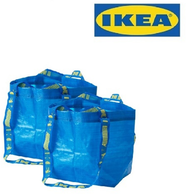 이케아 BRATTBY 브라트뷔 가방 장바구니 2개입 1세트, 1개, 블루