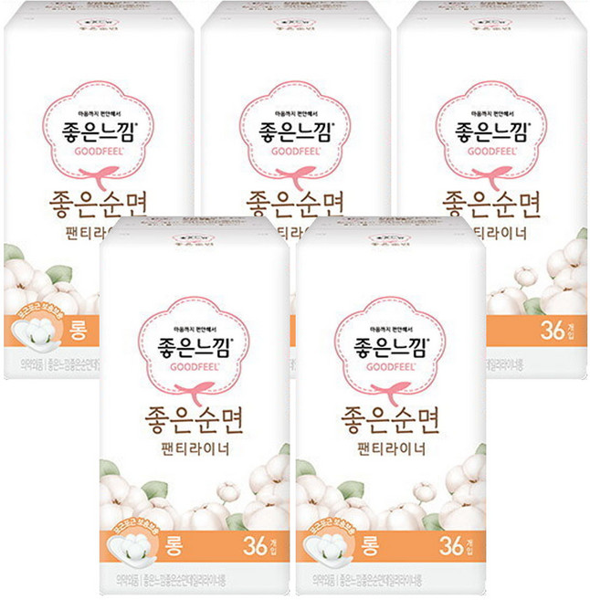 좋은느낌 좋은순면 데일리라이너 롱, 36개입, 5개