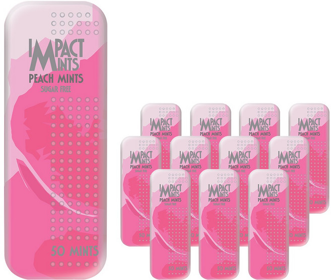 임팩트민트 슬림 슬라이드 캔디 피치, 12개, 9g