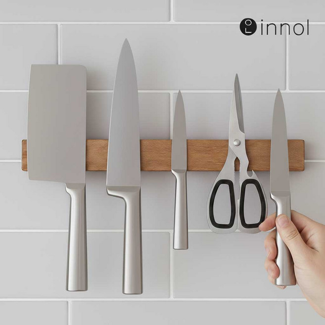 이놀 쉐프마스터 아카시아 원목 자석 칼걸이 칼꽂이 칼블럭, 1개, WOOD 40cm [EW039]