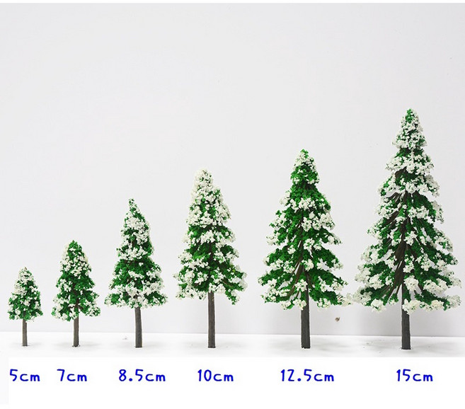微景小舖 塑膠雪松樹，建築模型場景裝飾, 1個, 塑膠雪松樹(一棵),12.5cm左右, 綠色