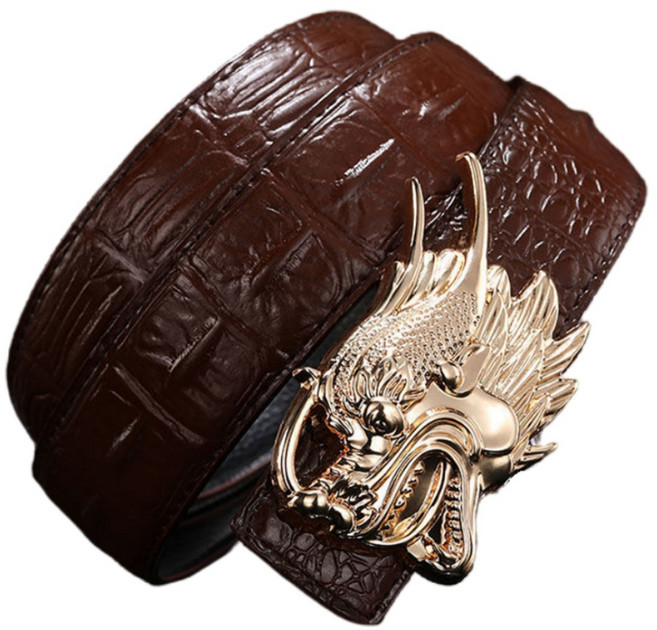 드래곤 패턴 합금 버클이 달린 남성용 드래곤 남성 래칫 벨트 악어 패턴 카우보이 웨스턴 가죽 벨트