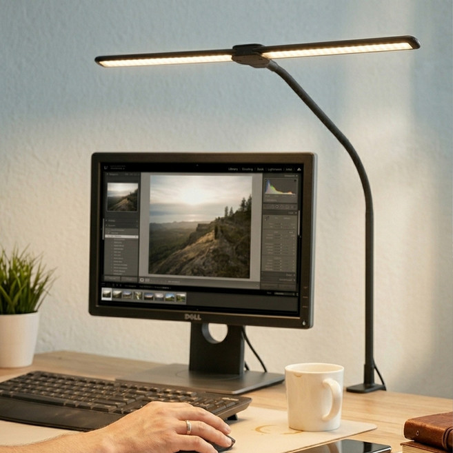 Leesheer 접이식 클립형 공부용LED 스탠드 조명 독서용 책상등, 블랙