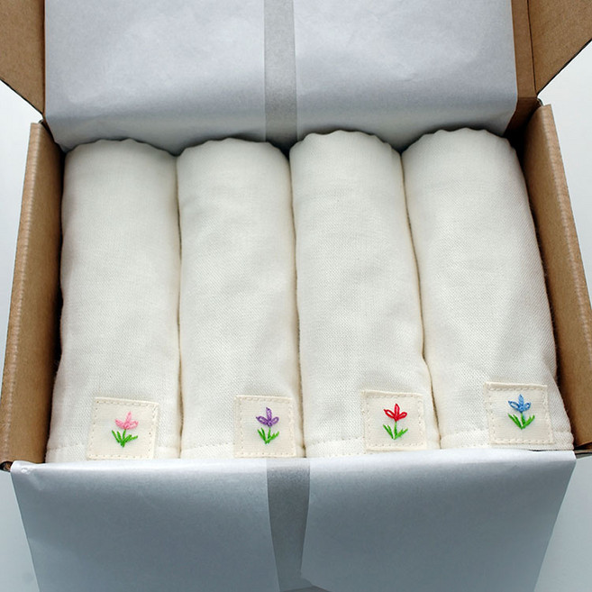 무형광 소창 고리행주 3겹 4장세트 정련완료 제이앤니들워크, 1세트