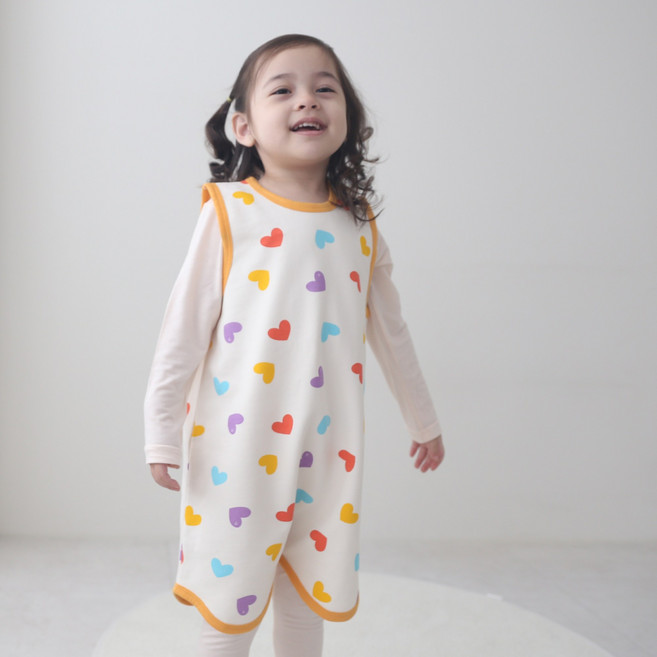 잼베이비 국내산 쮸리 수면조끼 (하트하트) 톡톡원사 탄탄짜임 유아동 키즈 아기 잠옷 실내복