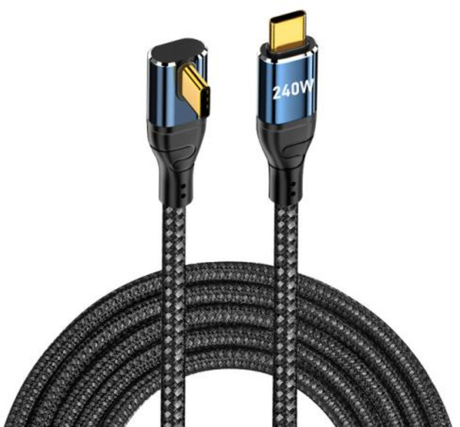 USB C타입 초고속 충전 케이블 아이폰 15 프로 맥스 맥북 삼성 S23 플러스 샤오미 PD3.1 데이터 충전기 와이어 USBC 2m 3m 240W, Middle bend, 1개