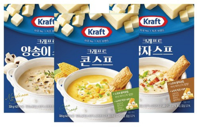 크래프트 크림치즈 스프 3종 택 콘스프/양송이스프/감자스프, 198g, 1개