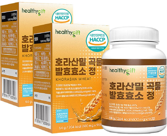 호라산 밀 곡물 발효 효소 콤부차 정 식약처 HACCP 인증, 2개, 90정