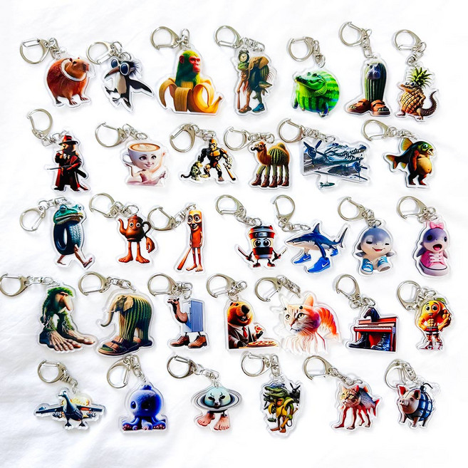 이탈리안 브레인롯 Italian brainrot 아크릴 키링 33종 k0609, 33개, 혼합색상