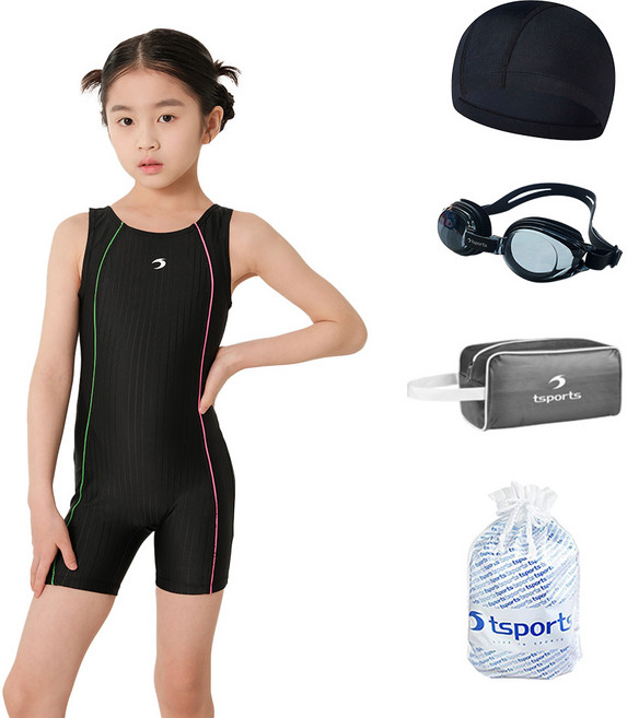 여아동 수영복 반신 3부 원피스 여아 어린이 주니어 실내 수영장 강습용 초등학교 생존수영 실속세트 23011
