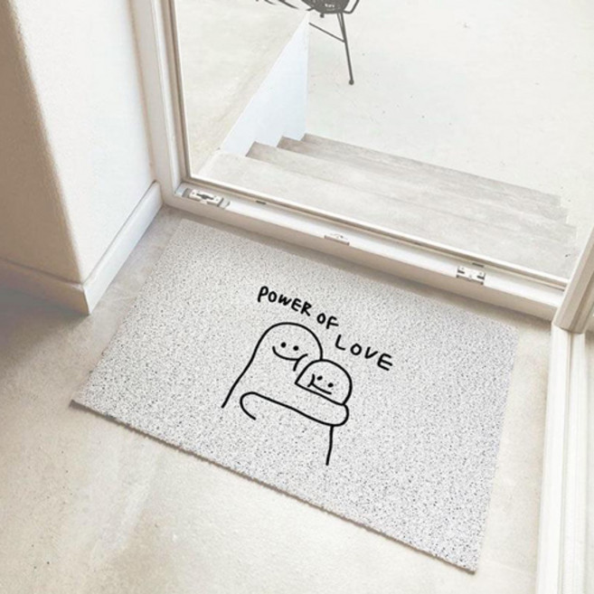 무타공마켓 귀여운 논슬립 현관 코일 매트 욕실 주방 발매트 논슬립, 중형, Power of love, 1개