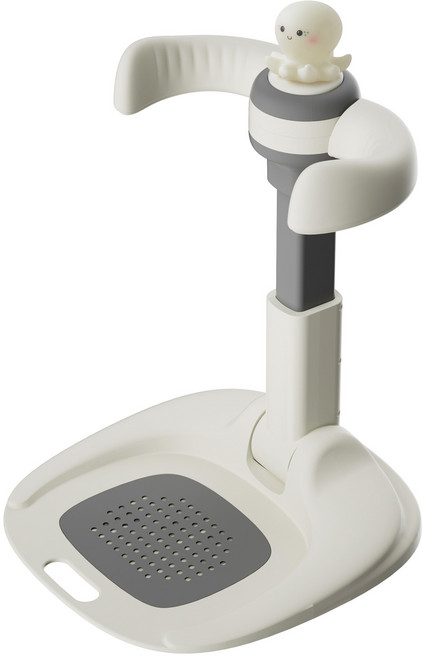 寶寶站立洗澡輔助器可摺疊嬰兒洗澡盆沐浴臺洗澡架寶寶洗屁屁神器, 1個, 章魚款-灰色:如圖