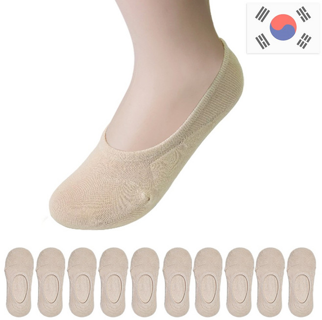 비바슈슈 여성용 쫀쫀하고 벗겨지지않는 면페이크삭스 실속형 10켤레