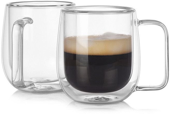 도노본 이중 내열 유리컵 홈카페 머그컵 350ml, 1개, 도노본 이중 내열 유리컵 홈카페 머그컵 350ml 2개