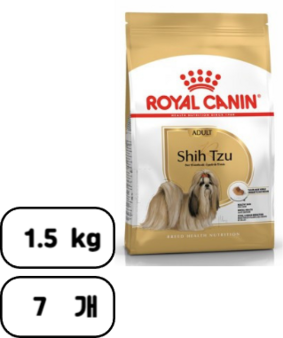 로얄캐닌 어덜트 곡물 인도어 시츄 사료, 1.5kg, 7개