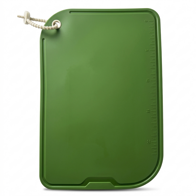 파크업 국산 플래티넘 실리콘 도마 6T 물홈형 칼집방지 이유식 도마, 1개, 올리브 그린