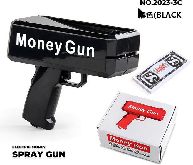 Penfy 兒童互動減壓玩具 兒童適用, 1個, 白盒大動力黑色噴錢槍帶MoneyGUN100張:標準尺寸4437